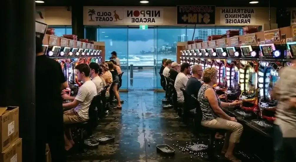 Premium pachinko machine row in Hall A